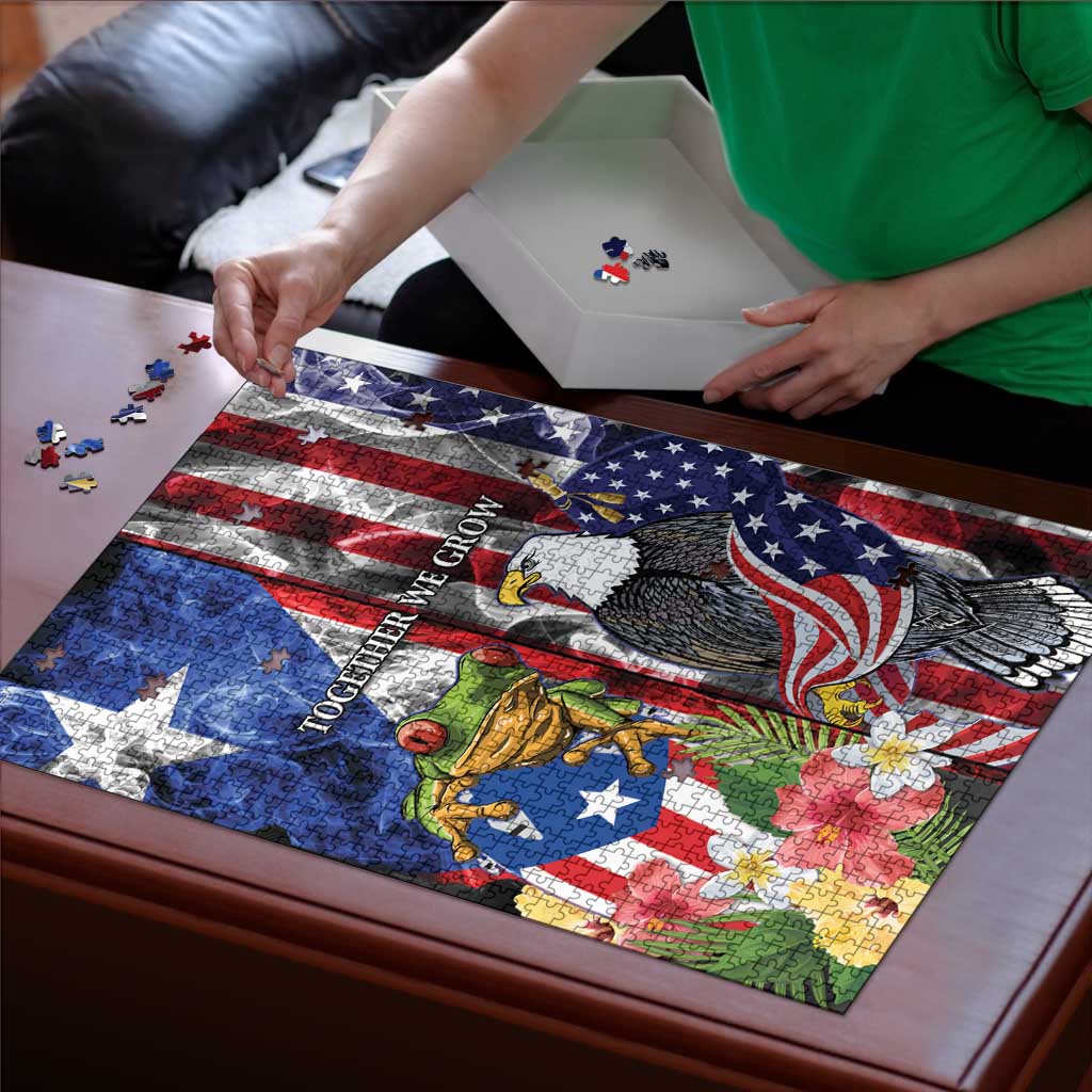 United States Puerto Rico Puzzle USA Eagle Coqui Drum Tropical Flowers - Wonder Print Shop
