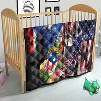 United States Puerto Rico Quilt USA Eagle Coqui Drum Tropical Flowers - Wonder Print Shop