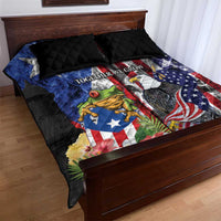 United States Puerto Rico Quilt Bed Set USA Eagle Coqui Drum Tropical Flowers - Wonder Print Shop