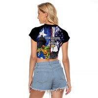 United States Puerto Rico Raglan Cropped T Shirt USA Eagle Coqui Drum Tropical Flowers - Wonder Print Shop