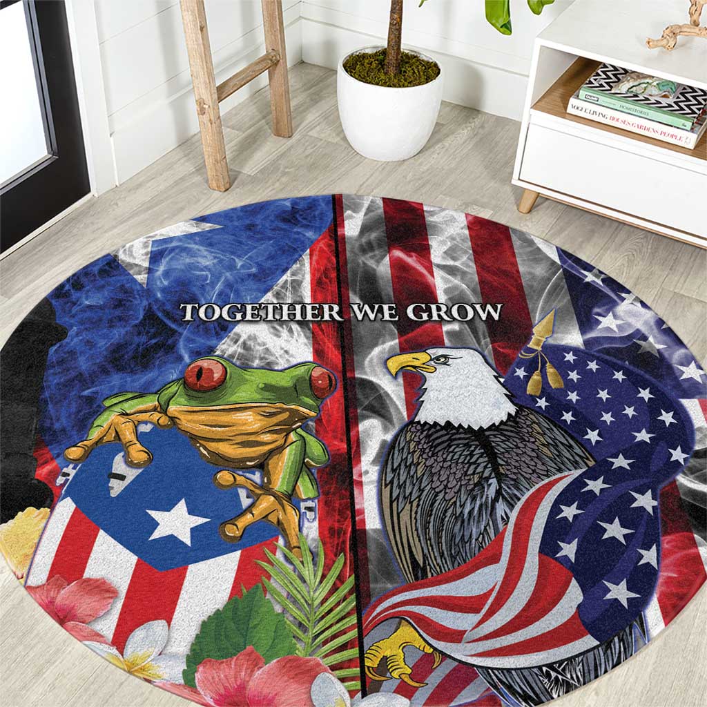 United States Puerto Rico Round Carpet USA Eagle Coqui Drum Tropical Flowers - Wonder Print Shop