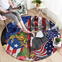 United States Puerto Rico Round Carpet USA Eagle Coqui Drum Tropical Flowers - Wonder Print Shop