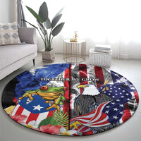 United States Puerto Rico Round Carpet USA Eagle Coqui Drum Tropical Flowers - Wonder Print Shop