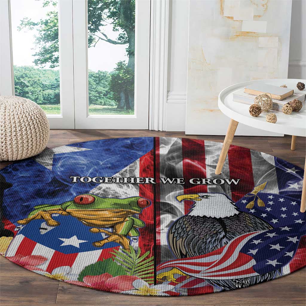 United States Puerto Rico Round Carpet USA Eagle Coqui Drum Tropical Flowers - Wonder Print Shop