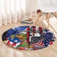 United States Puerto Rico Round Carpet USA Eagle Coqui Drum Tropical Flowers - Wonder Print Shop