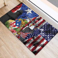 United States Puerto Rico Rubber Doormat USA Eagle Coqui Drum Tropical Flowers - Wonder Print Shop