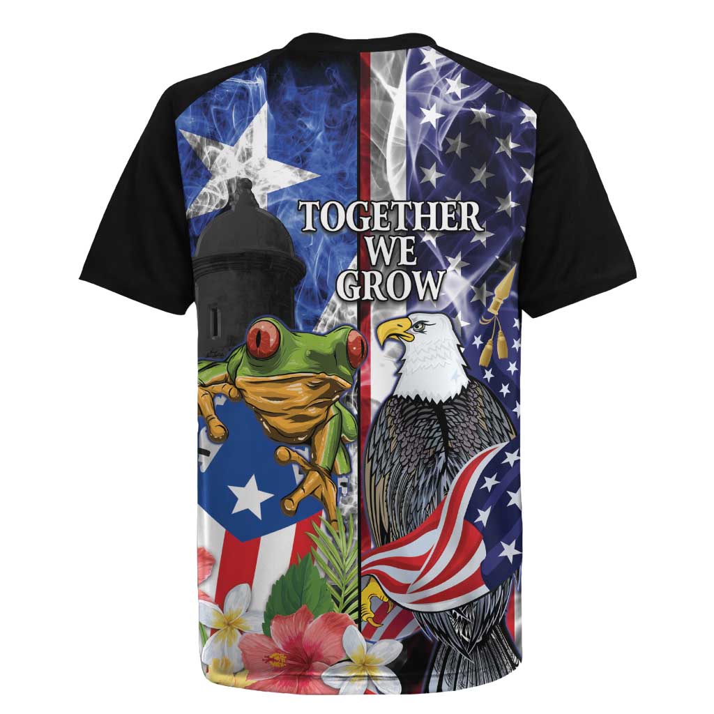 United States Puerto Rico Rugby Jersey USA Eagle Coqui Drum Tropical Flowers - Wonder Print Shop