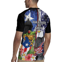 United States Puerto Rico Rugby Jersey USA Eagle Coqui Drum Tropical Flowers - Wonder Print Shop