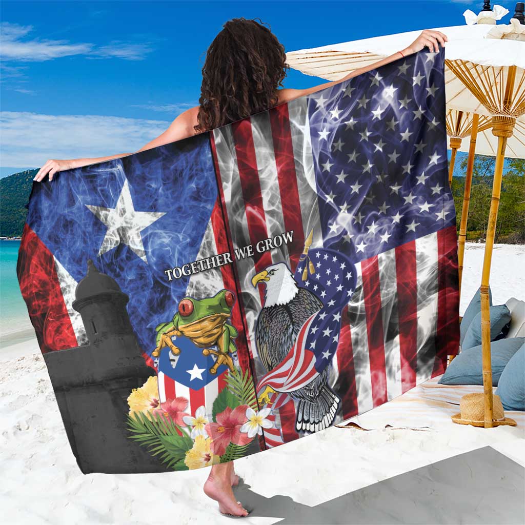United States Puerto Rico Sarong USA Eagle Coqui Drum Tropical Flowers - Wonder Print Shop