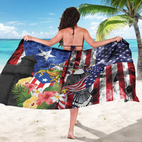 United States Puerto Rico Sarong USA Eagle Coqui Drum Tropical Flowers - Wonder Print Shop