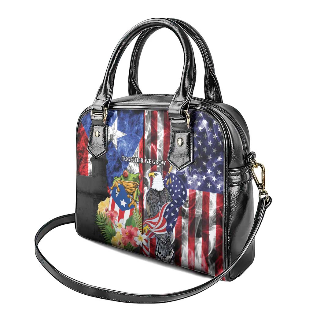 United States Puerto Rico Shoulder Handbag USA Eagle Coqui Drum Tropical Flowers - Wonder Print Shop