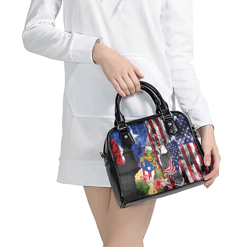 United States Puerto Rico Shoulder Handbag USA Eagle Coqui Drum Tropical Flowers - Wonder Print Shop