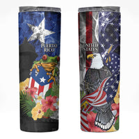 United States Puerto Rico Skinny Tumbler USA Eagle Coqui Drum Tropical Flowers - Wonder Print Shop