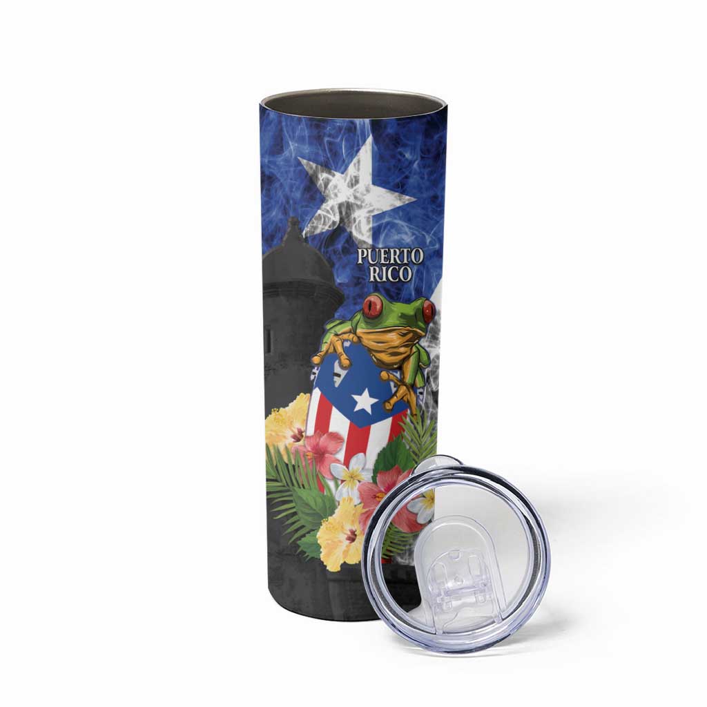 United States Puerto Rico Skinny Tumbler USA Eagle Coqui Drum Tropical Flowers - Wonder Print Shop