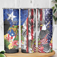 United States Puerto Rico Skinny Tumbler USA Eagle Coqui Drum Tropical Flowers - Wonder Print Shop
