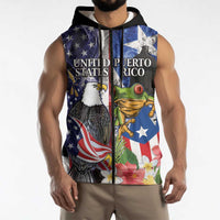 United States Puerto Rico Sleeveless Zip Hoodie USA Eagle Coqui Drum Tropical Flowers - Wonder Print Shop