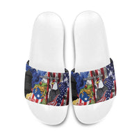 United States Puerto Rico Slide Sandals USA Eagle Coqui Drum Tropical Flowers - Wonder Print Shop