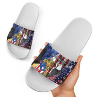 United States Puerto Rico Slide Sandals USA Eagle Coqui Drum Tropical Flowers - Wonder Print Shop
