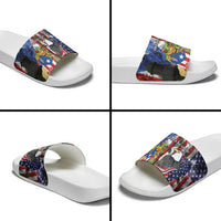 United States Puerto Rico Slide Sandals USA Eagle Coqui Drum Tropical Flowers - Wonder Print Shop