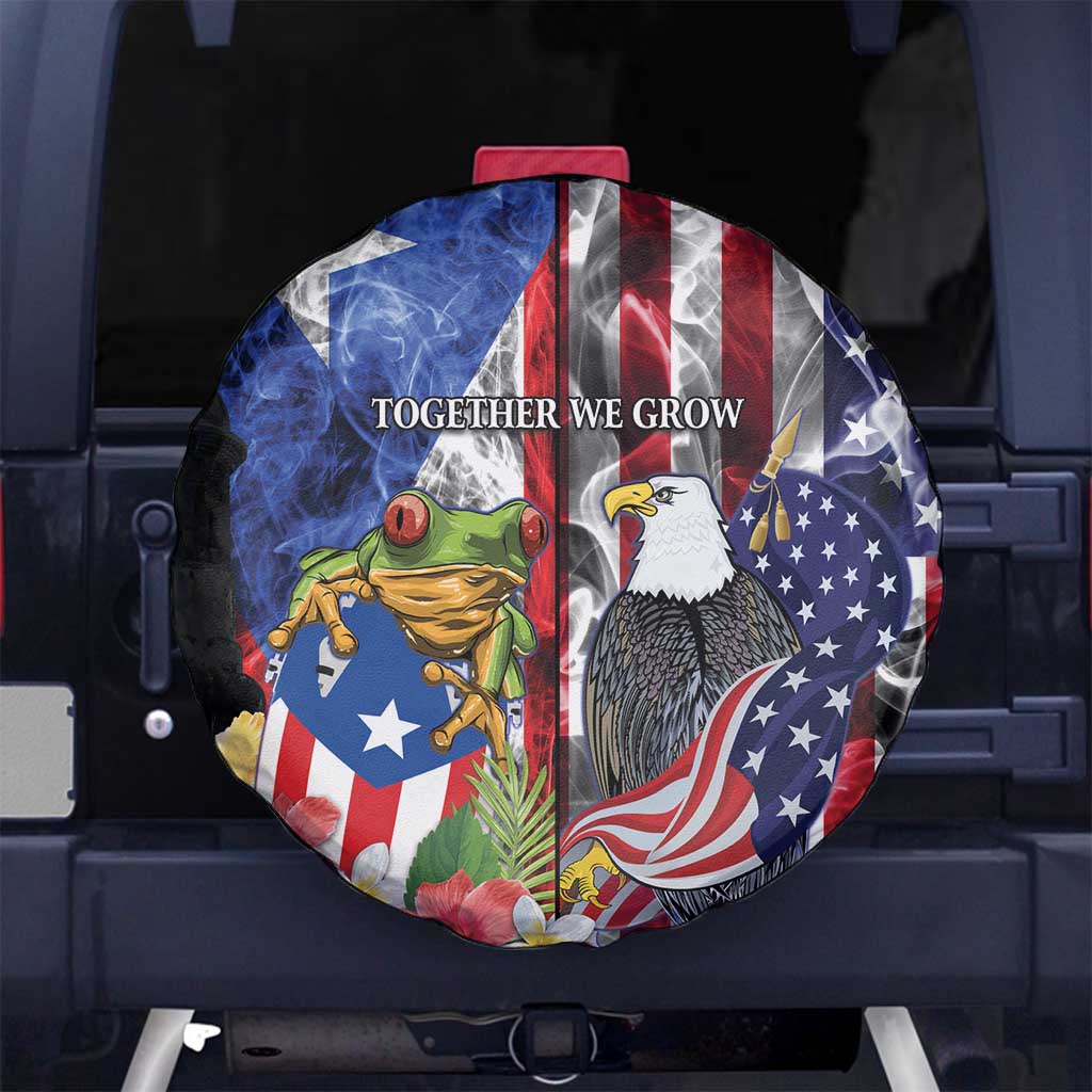 United States Puerto Rico Spare Tire Cover USA Eagle Coqui Drum Tropical Flowers - Wonder Print Shop