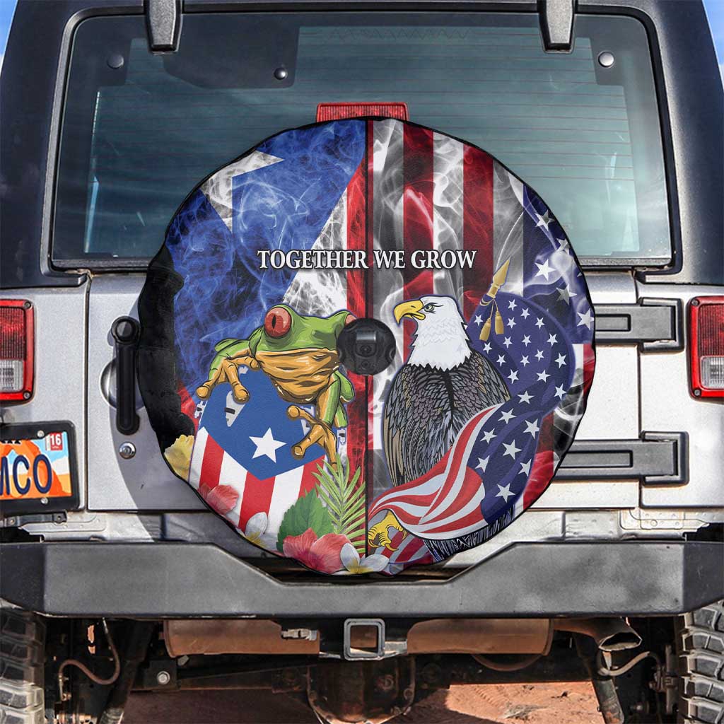 United States Puerto Rico Spare Tire Cover USA Eagle Coqui Drum Tropical Flowers - Wonder Print Shop