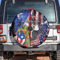 United States Puerto Rico Spare Tire Cover USA Eagle Coqui Drum Tropical Flowers - Wonder Print Shop