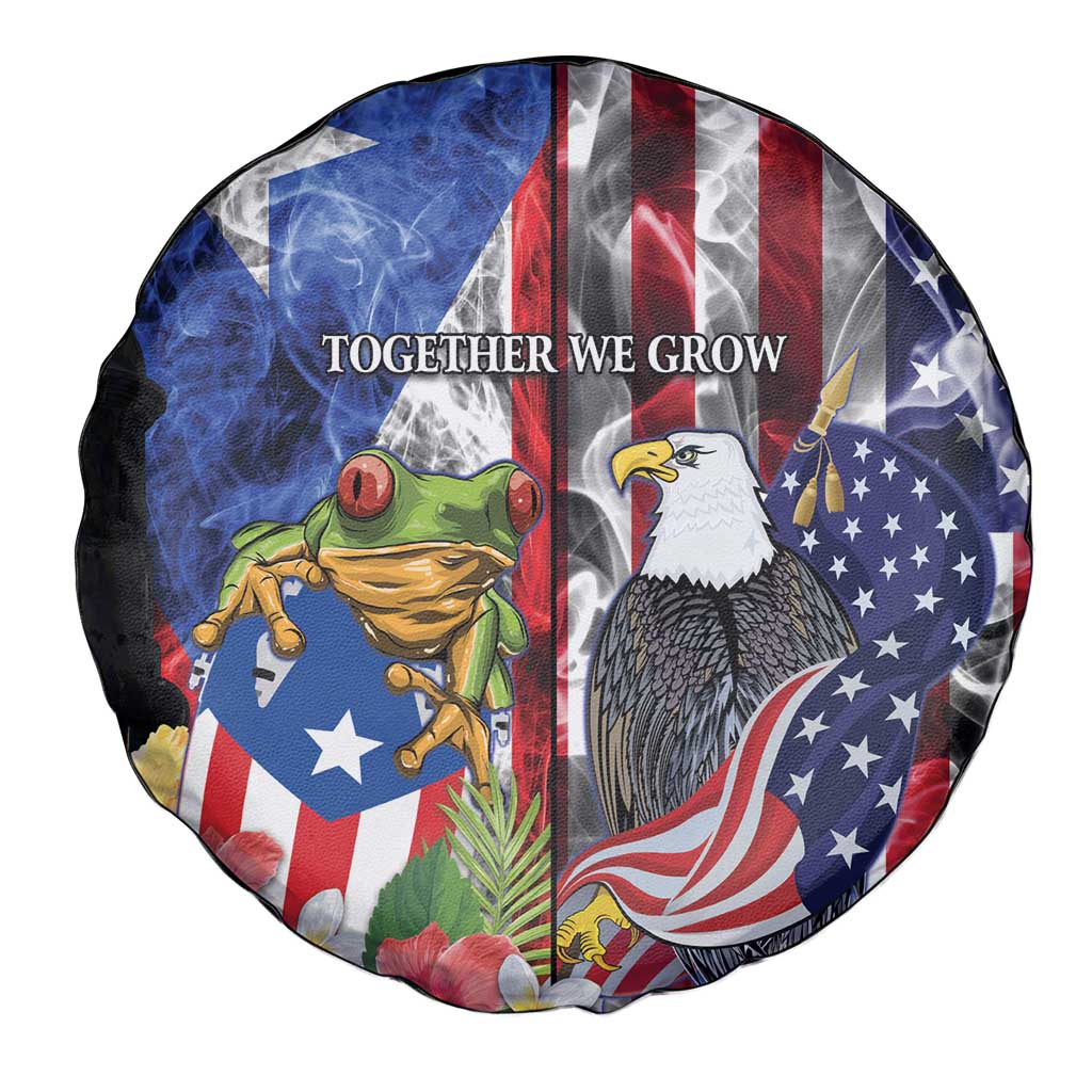 United States Puerto Rico Spare Tire Cover USA Eagle Coqui Drum Tropical Flowers - Wonder Print Shop