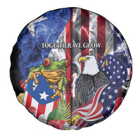 United States Puerto Rico Spare Tire Cover USA Eagle Coqui Drum Tropical Flowers - Wonder Print Shop