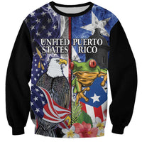 United States Puerto Rico Sweatshirt USA Eagle Coqui Drum Tropical Flowers - Wonder Print Shop