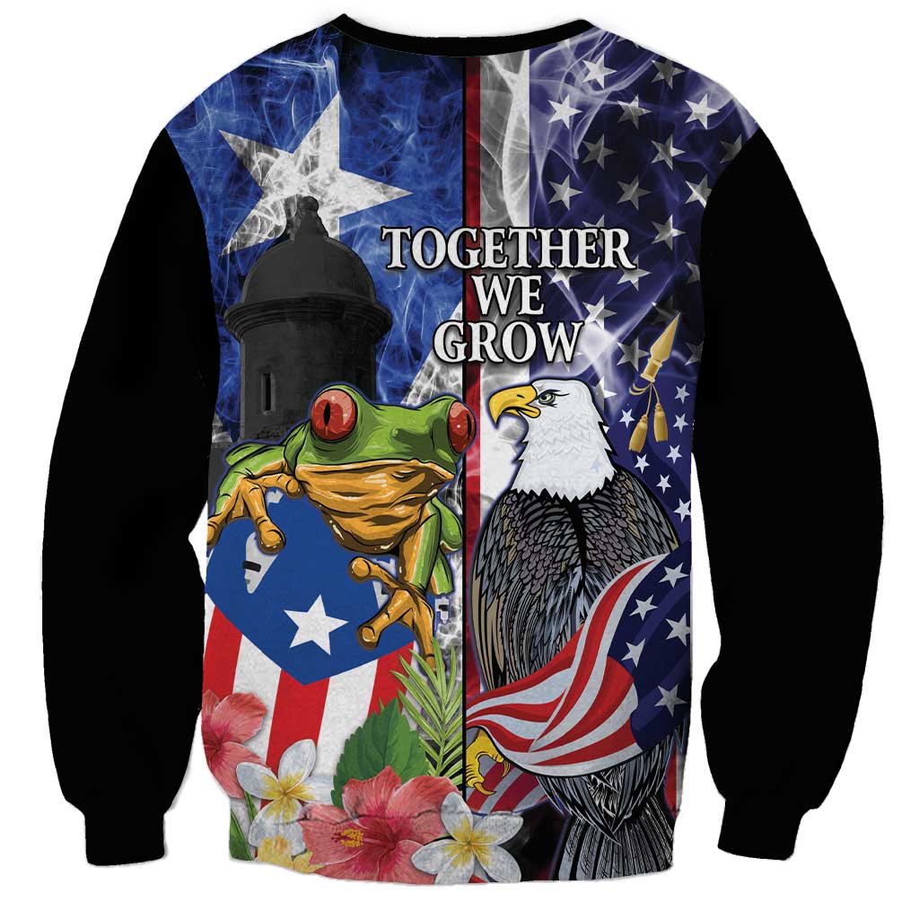 United States Puerto Rico Sweatshirt USA Eagle Coqui Drum Tropical Flowers - Wonder Print Shop