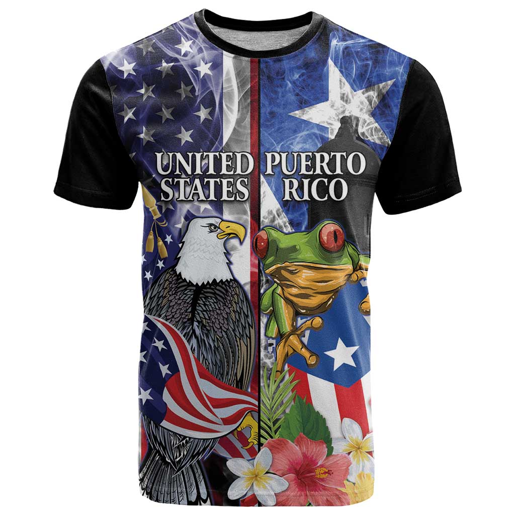 United States Puerto Rico T Shirt USA Eagle Coqui Drum Tropical Flowers - Wonder Print Shop