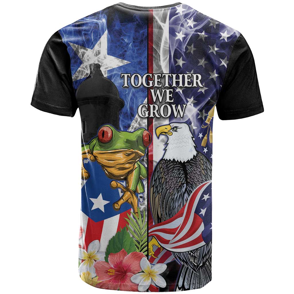 United States Puerto Rico T Shirt USA Eagle Coqui Drum Tropical Flowers - Wonder Print Shop