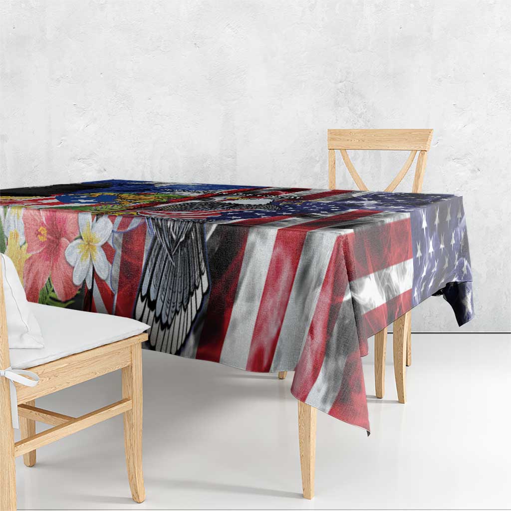 United States Puerto Rico Tablecloth USA Eagle Coqui Drum Tropical Flowers - Wonder Print Shop