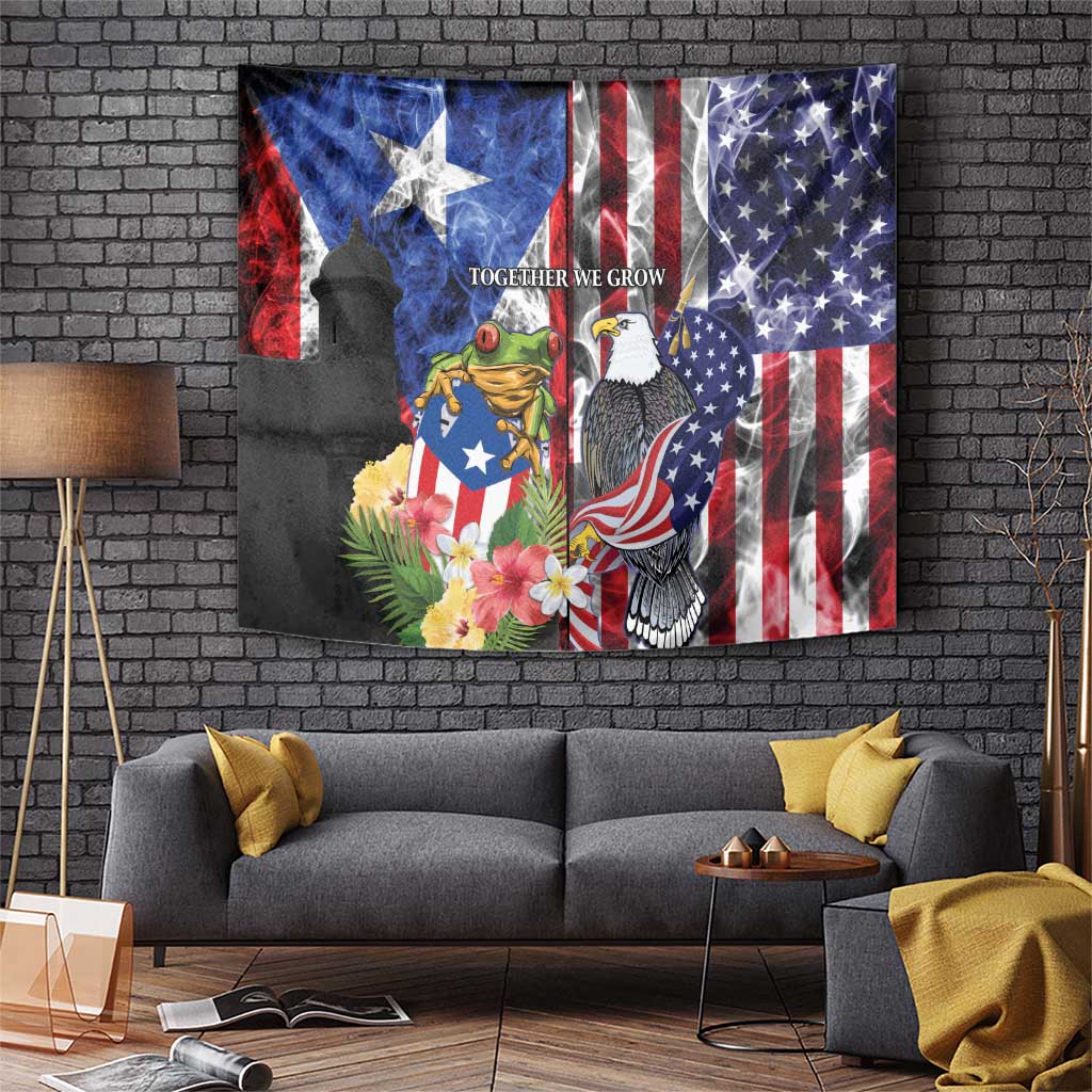 United States Puerto Rico Tapestry USA Eagle Coqui Drum Tropical Flowers - Wonder Print Shop