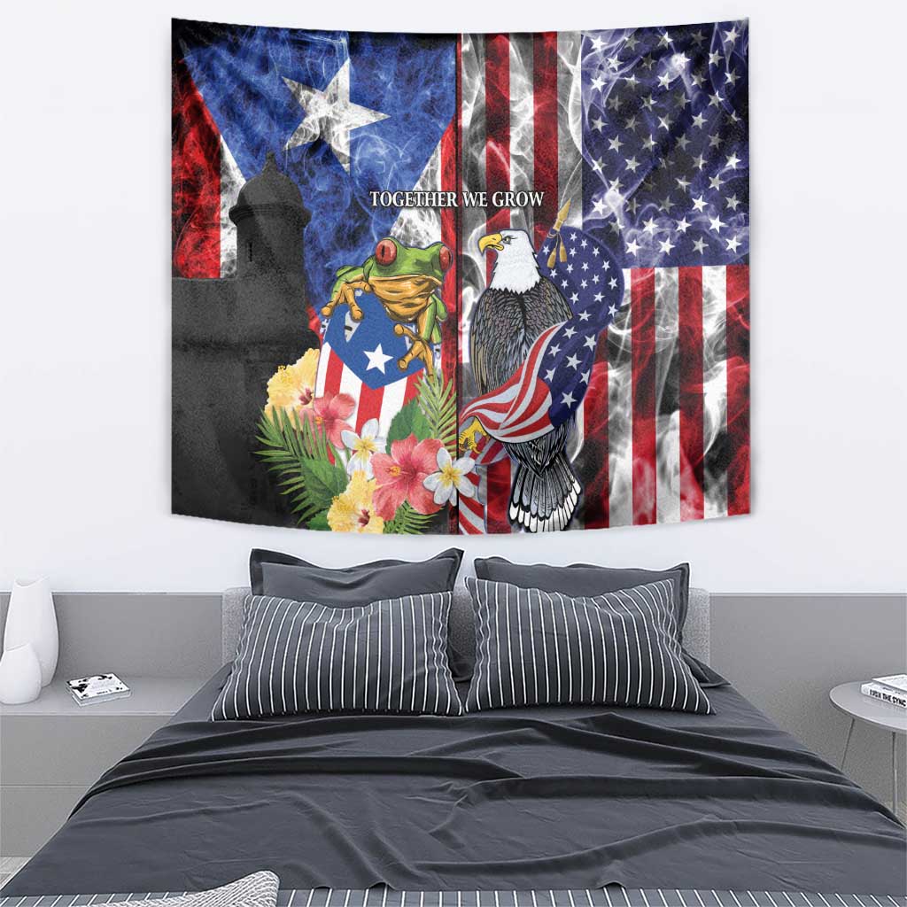 United States Puerto Rico Tapestry USA Eagle Coqui Drum Tropical Flowers - Wonder Print Shop