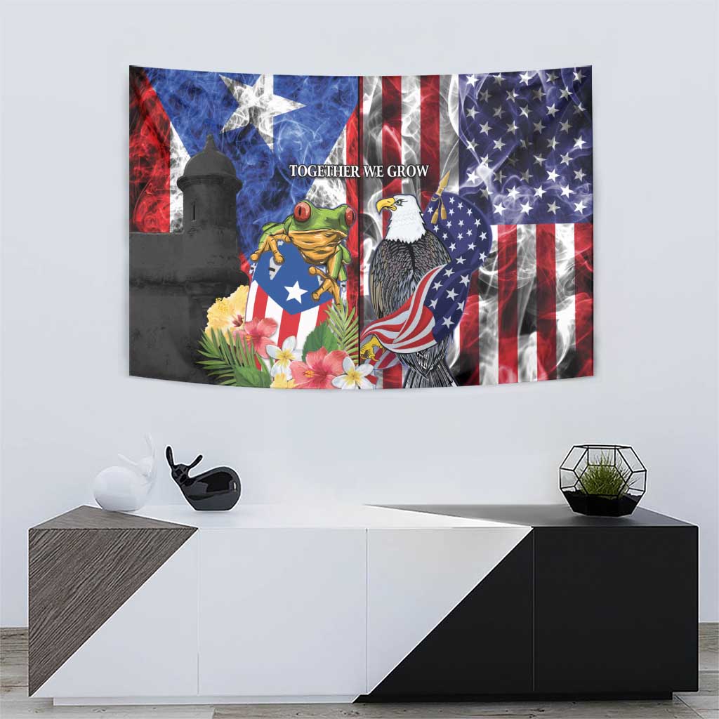 United States Puerto Rico Tapestry USA Eagle Coqui Drum Tropical Flowers - Wonder Print Shop