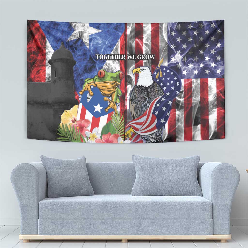 United States Puerto Rico Tapestry USA Eagle Coqui Drum Tropical Flowers - Wonder Print Shop