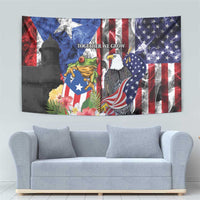 United States Puerto Rico Tapestry USA Eagle Coqui Drum Tropical Flowers - Wonder Print Shop