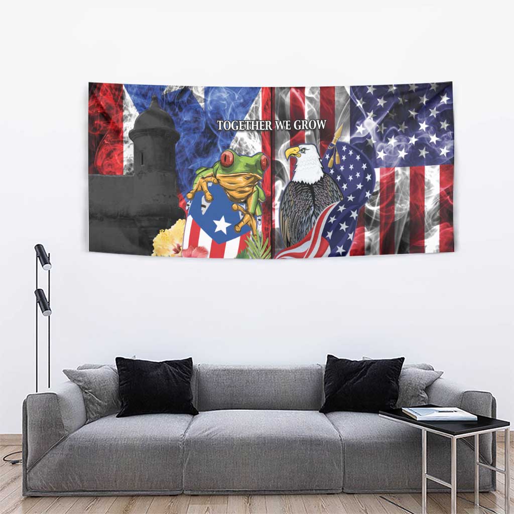 United States Puerto Rico Tapestry USA Eagle Coqui Drum Tropical Flowers - Wonder Print Shop
