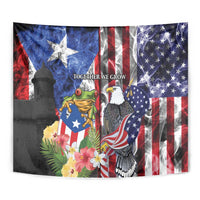 United States Puerto Rico Tapestry USA Eagle Coqui Drum Tropical Flowers - Wonder Print Shop
