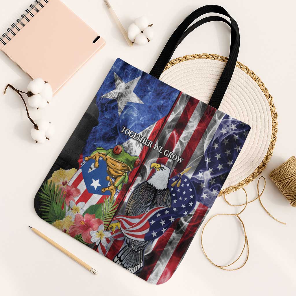United States Puerto Rico Tote Bag USA Eagle Coqui Drum Tropical Flowers - Wonder Print Shop