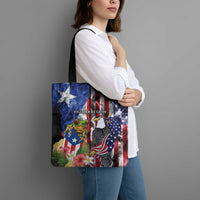 United States Puerto Rico Tote Bag USA Eagle Coqui Drum Tropical Flowers - Wonder Print Shop