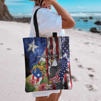 United States Puerto Rico Tote Bag USA Eagle Coqui Drum Tropical Flowers - Wonder Print Shop