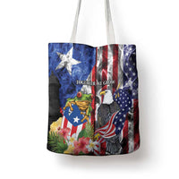 United States Puerto Rico Tote Bag USA Eagle Coqui Drum Tropical Flowers - Wonder Print Shop