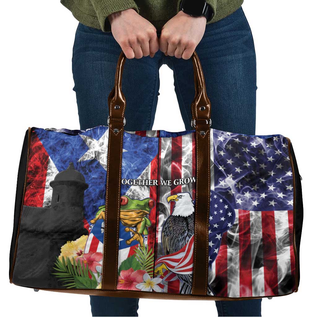 United States Puerto Rico Travel Bag USA Eagle Coqui Drum Tropical Flowers - Wonder Print Shop