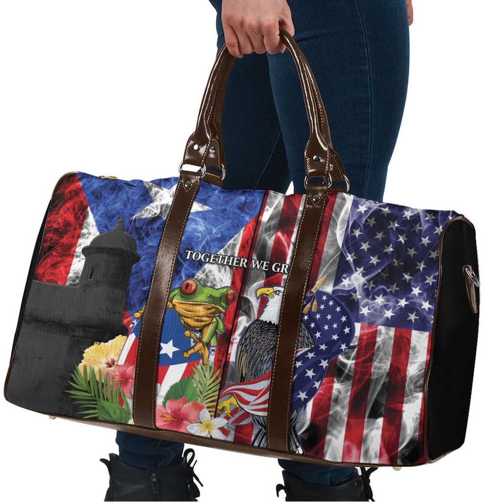 United States Puerto Rico Travel Bag USA Eagle Coqui Drum Tropical Flowers - Wonder Print Shop