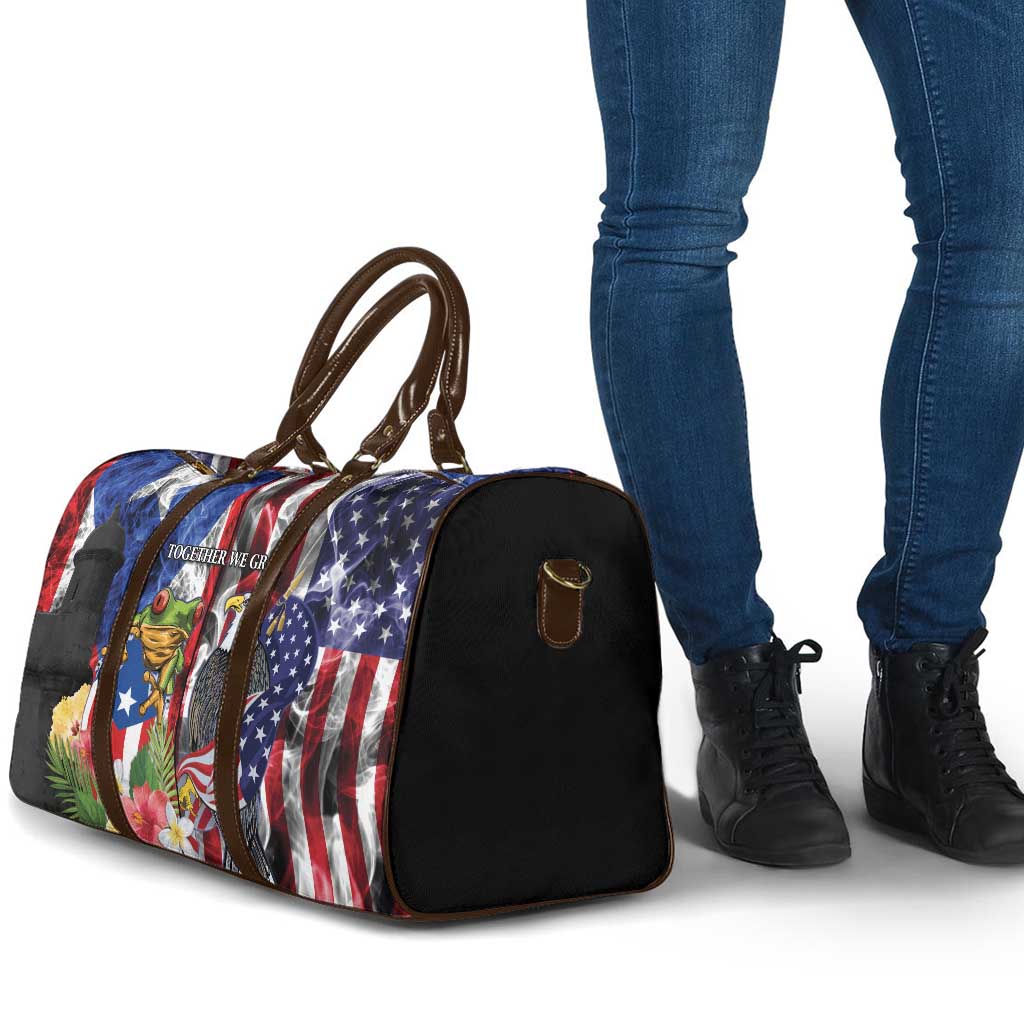 United States Puerto Rico Travel Bag USA Eagle Coqui Drum Tropical Flowers - Wonder Print Shop