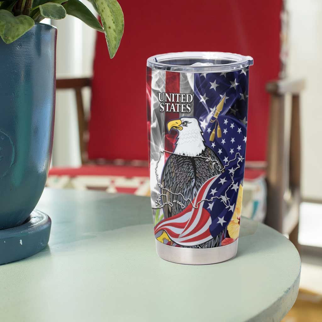 United States Puerto Rico Tumbler Cup USA Eagle Coqui Drum Tropical Flowers - Wonder Print Shop