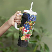 United States Puerto Rico Tumbler With Handle USA Eagle Coqui Drum Tropical Flowers - Wonder Print Shop