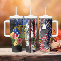 United States Puerto Rico Tumbler With Handle USA Eagle Coqui Drum Tropical Flowers - Wonder Print Shop